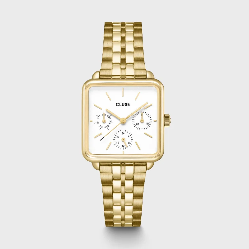 Women's Extra Large Style Mechanical Watches-La Tétragone Multifunction Watch Steel, White, Gold Colour Women's Extra Large Style Mechanical Watches-La Tétragone Multifunction Watch Steel, White, Gold Colour