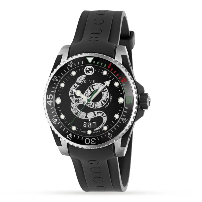 Men's Swiss Watch Romantic Dinner Edition-Gucci Watch Dive 40mm Snake Black YA136323