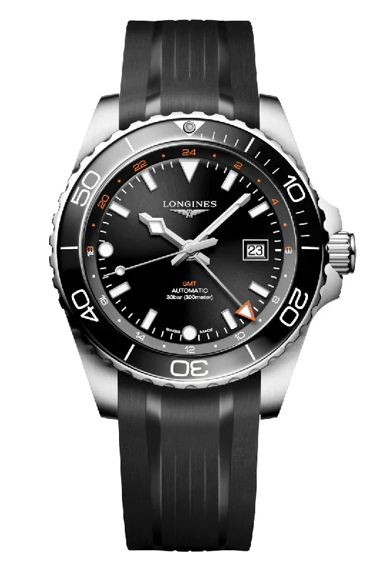Men's Cushion Case Style Dress Watches-Longines HydroConquest GMT 43mm L3.890.4.56.9