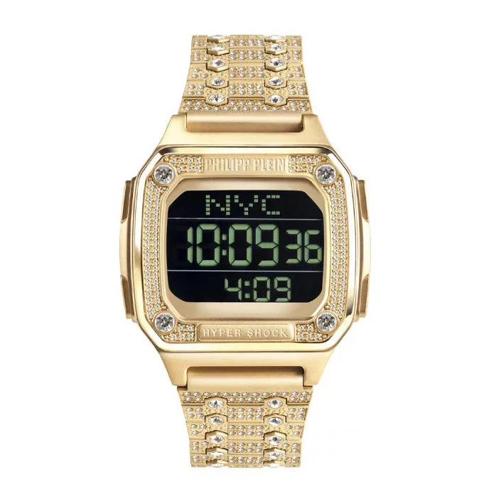Men's Fashionable Style Digital Watches-Philipp Plein Watch Hyper Shock Gold PWHAA1321