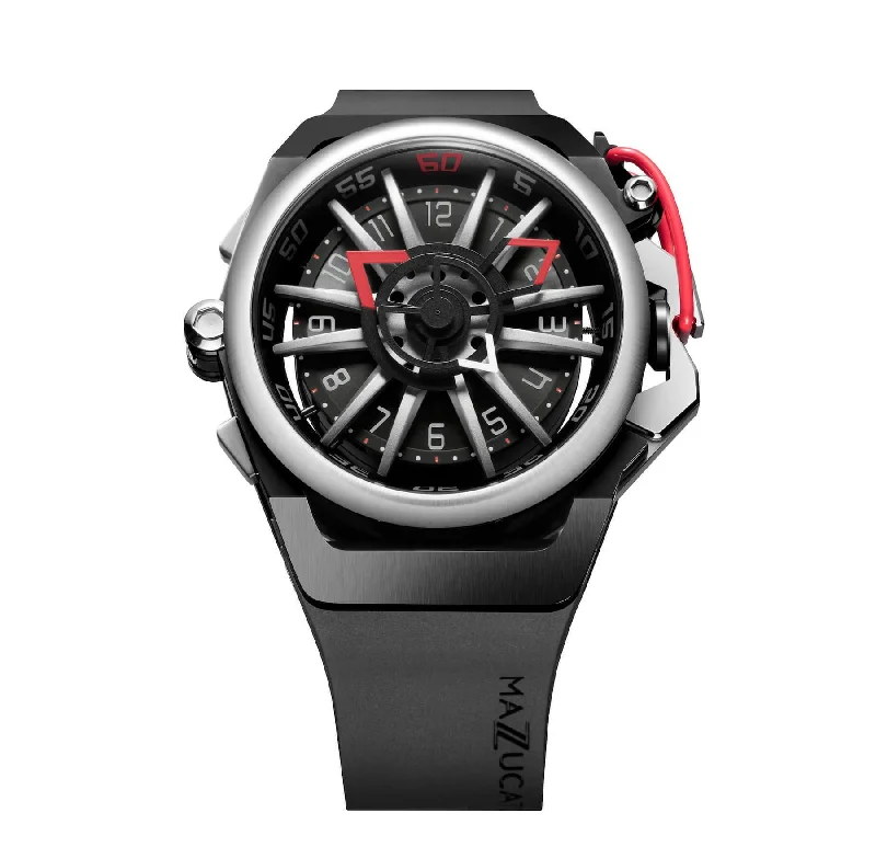 Men's Customized Dress Watches-Mazzucato Black Rim Sport Chronograph Watch RIM 01-BK186