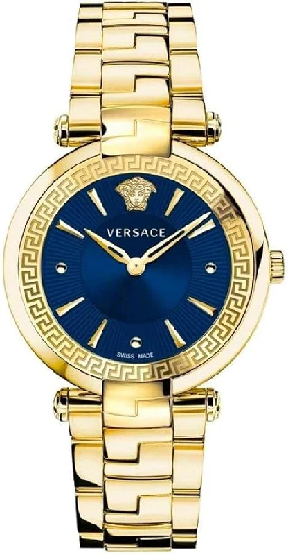 Men's Swiss Gift Edition-Versace Ladies Watch Revive 35mm Blue Gold Bracelet VE2L00621