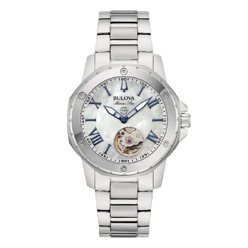 Women's Thick Case Design Mechanical Watches-Orologio Bulova donna 96L326 Marine Star automatico
