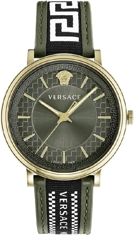 Men's Swiss Seasonal Edition-Versace Men's Watch V-Circle Green Gold VE5A01621
