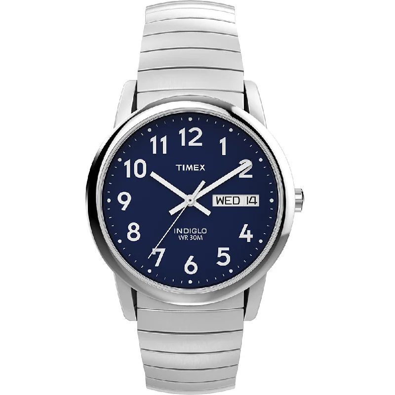 Men's Small Size Style Men's Watches-Timex Easy Reader Classic Men's Blue Watch T20031 Men's Small Size Style Men's Watches-Timex Easy Reader Classic Men's Blue Watch T20031