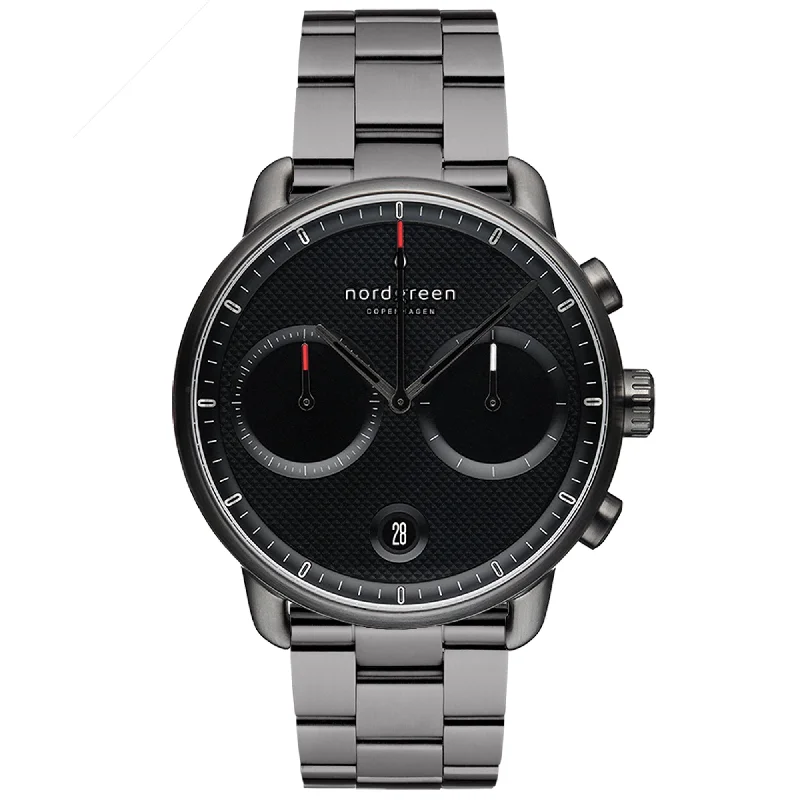 Men's Stylish Style Dress Watches-Nordgreen Pioneer Gun metal Stainless Steel 42mm Black Case Watch