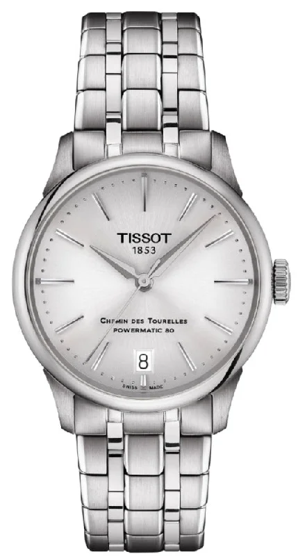 women's Tissot with leather straps -Tissot Chemin des Tourelles Powermatic 80