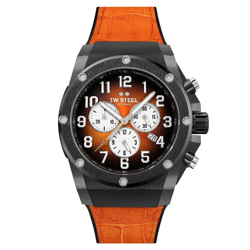Men's 100m Field Watches-TW Steel Men's Orange Ace Genesis Watch ACE133