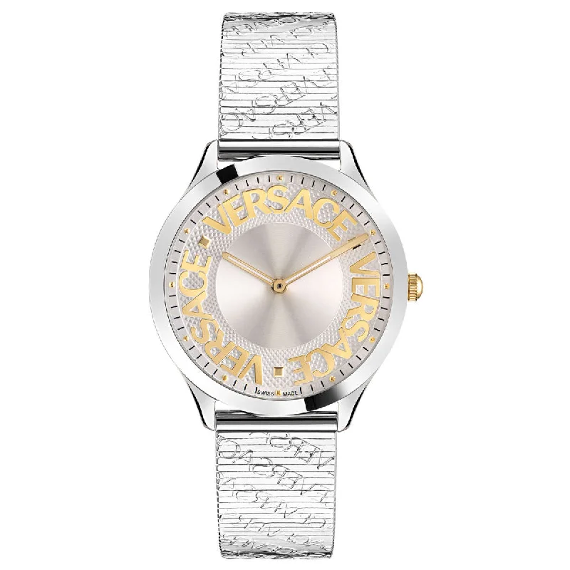 Men's Swiss Kinetic Edition-Versace Ladies Watch Logo Halo Silver Milanese Bracelet VE2O00422