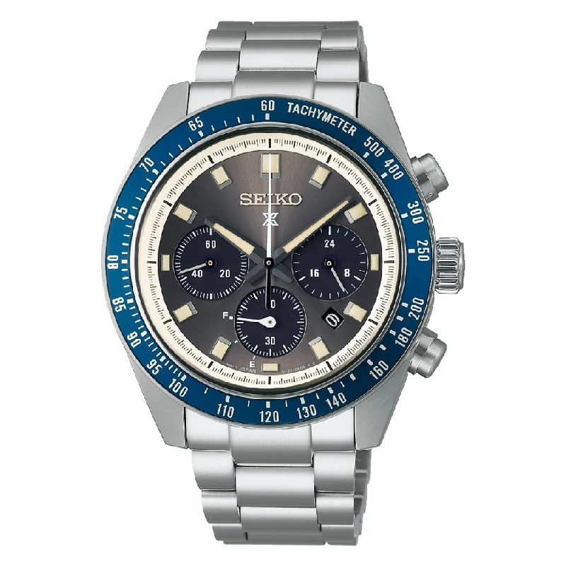 Men's Small Size Sports Watches-Orologio Seiko Prospex SSC939P1 speedtimer antracite ghiera blu