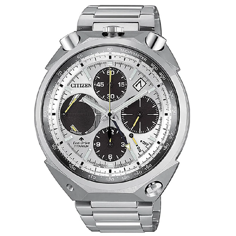 Men's New Year's Eve Design Sports Watches-Orologio Citizen AV0080-88A cronografo Bull Head silver