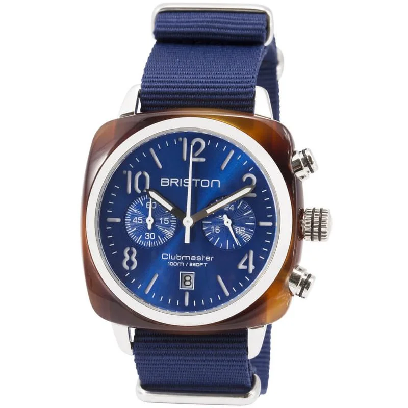 Men's Customized Design Men's Watches-Briston Blue Clubmaster Classic Chronograph Watch 15140.SA.T.9.NNB Men's Customized Design Men's Watches-Briston Blue Clubmaster Classic Chronograph Watch 15140.SA.T.9.NNB