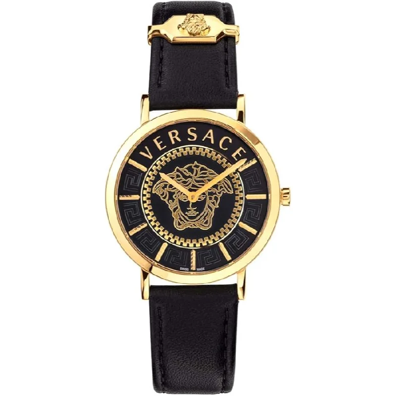 Men's Swiss Watch Valentine's Day Edition-Versace Essential Ladies Black Gold Watch VEK400421