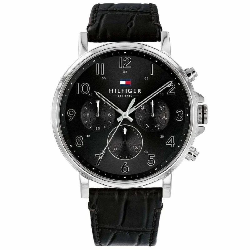 Men's Handmade Dress Watches-Tommy Hilfiger 1710381 Men's Black Chronograph Watch