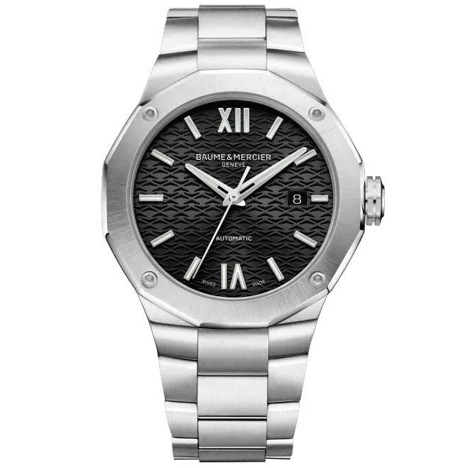 Men's Swiss Watch Warranty-Baume & Mercier Men's Black Riviera Watch 10621