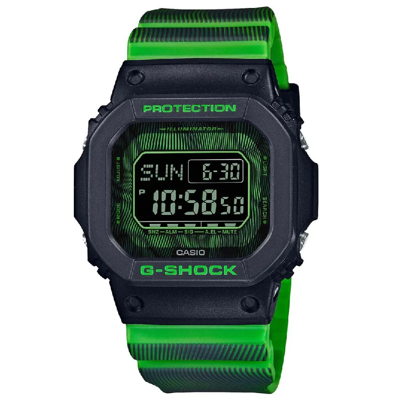 Unisex Customized Style Watches-Casio G-Shock Time Distortion Limited Men's Green Watch DW-D5600TD-3ER