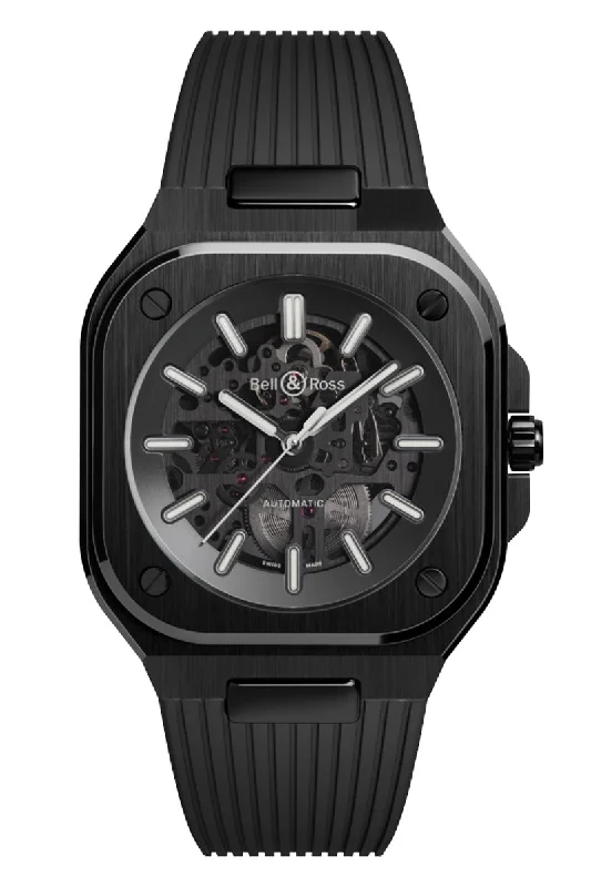 Men's Asian Made Design Dress Watches-Bell & Ross BR05 Skeleton Black Ceramic BR05A-BL-SK-CE/SRB