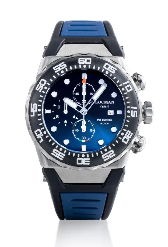 Men's Everyday Wear Style Sports Watches-Orologio Locman Mare Crono 300mt blu silicone 0560A24A-00KBNKSB2