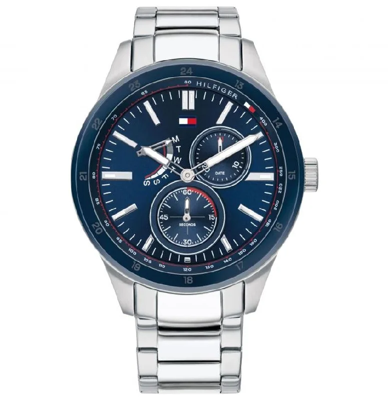 Men's Thin Case Dress Watches-Tommy Hilfiger 1791640 Men's Austin Navy Blue Chronograph Watch