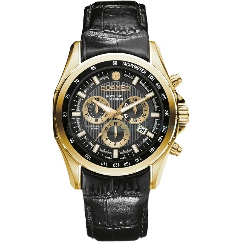 Men's Dress Watches Sale-Roamer Men's Black Rockshell Mark III Chrono Watch 220837 48 55 02 Men's Dress Watches Sale-Roamer Men's Black Rockshell Mark III Chrono Watch 220837 48 55 02
