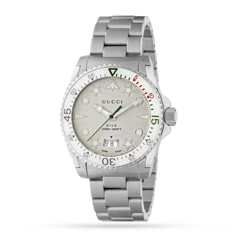 Men's Swiss Party Wear Edition-Gucci Dive Men's White Watch YA136336