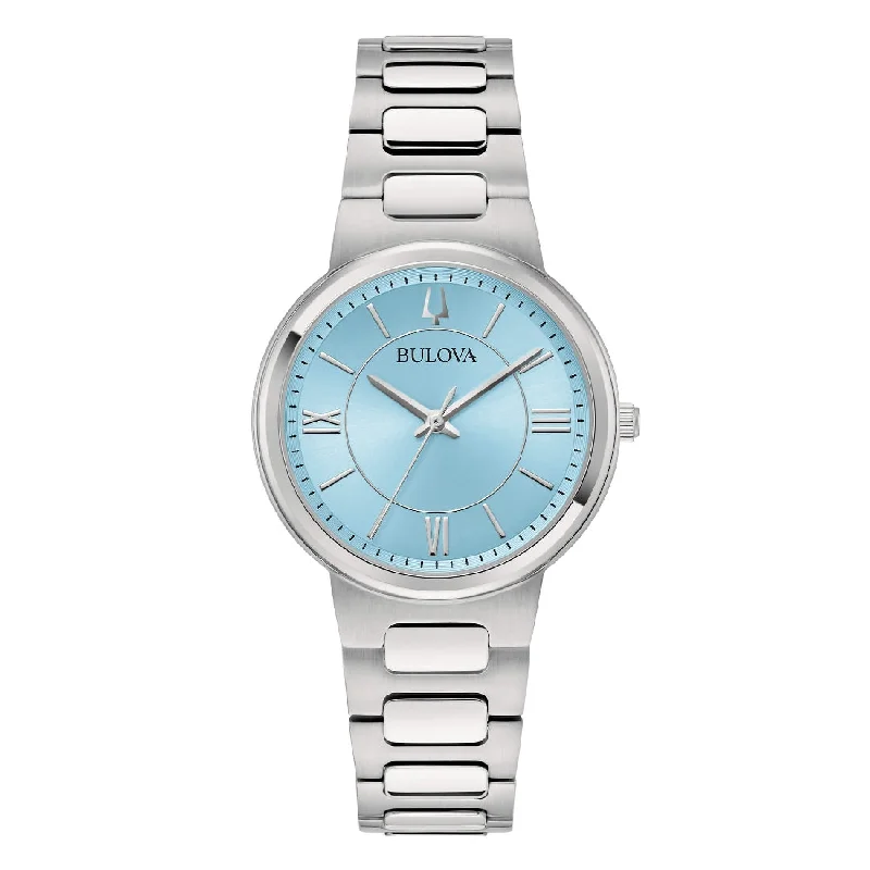 Women's Mechanical Watch Factory-Orologio Bulova 96L336 Classic da donna quadrante azzurro