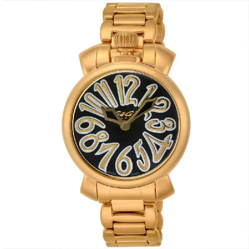 Men's Swiss Eco-Drive Edition-GaGà Milano Watch Manuale Ladies 35mm Yellow Gold Black Men's Swiss Eco-Drive Edition-GaGà Milano Watch Manuale Ladies 35mm Yellow Gold Black