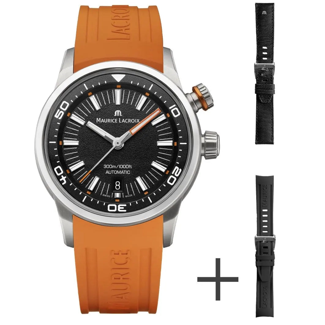 Men's Swiss Hand-Wound Edition-Maurice Lacroix  Pontos S Diver Men's Black Brown Watch PT6248-SS00L-330-J