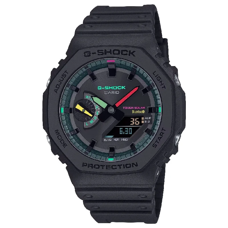 Men's Casual Wear Design Sports Watches-Orologio G-Shock GA-B2100MF-1AER full black con finiture colorate