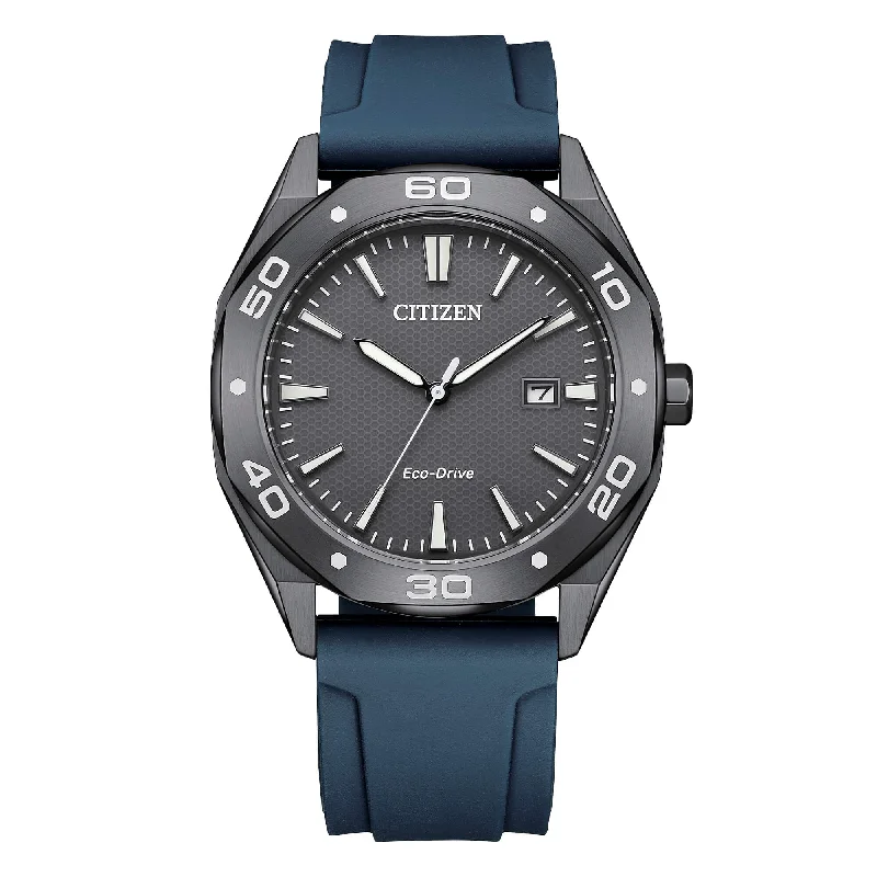Men's Night Out Style Men's Sports Watches-Orologio Citizen Active Sport grigio con cinturino in gomma blu BM7638-02H