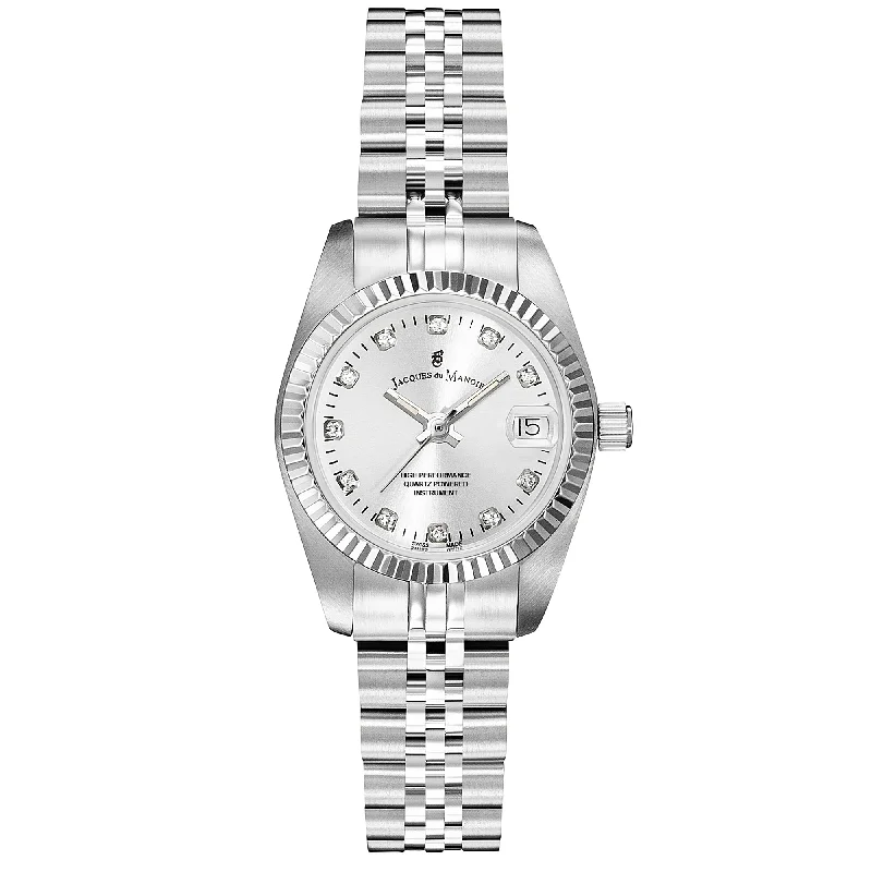 Men's British Made Style Dress Watches-Jacques Du Manoir NRO.02 Ladies Inspiration Silver Watch