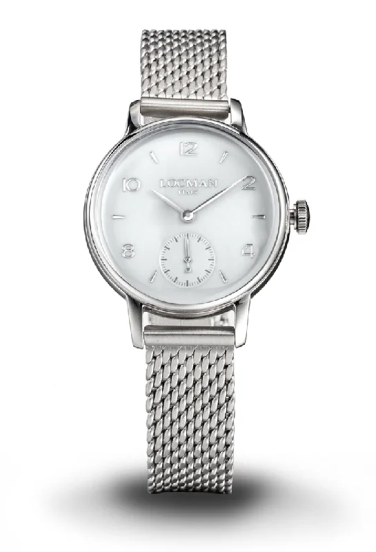 Women's Minimalist Style Women's Mechanical Watches-Locman 1960 donna bianco con secondi maglia milano 0258A08A-00WHNKB0 Women's Minimalist Style Women's Mechanical Watches-Locman 1960 donna bianco con secondi maglia milano 0258A08A-00WHNKB0