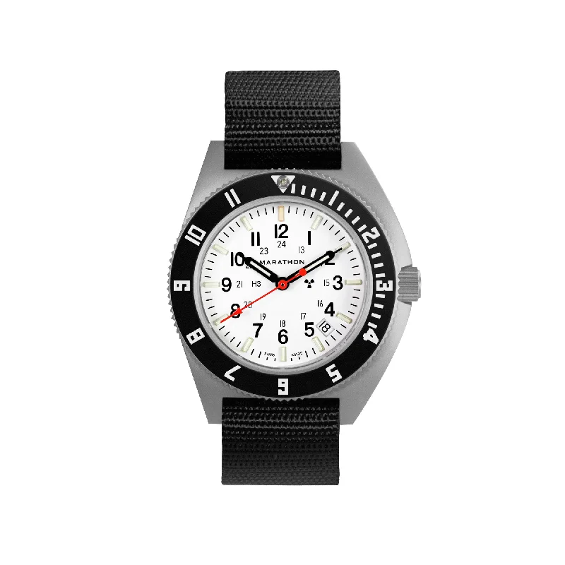 Men's Automatic Field Watches-41mm Arctic Steel Navigator w/ Date (SSNAV-D) on Ballistic Nylon