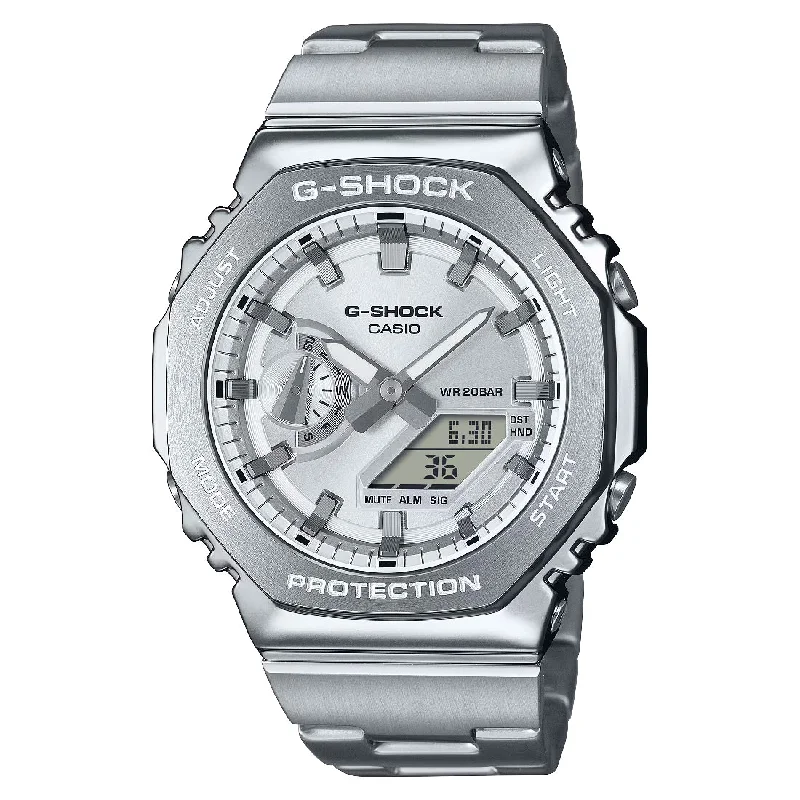 Men's Extra Large Design Sports Watches-Orologio G-Shock acciaio GM-2110D-7AER quadrante silver