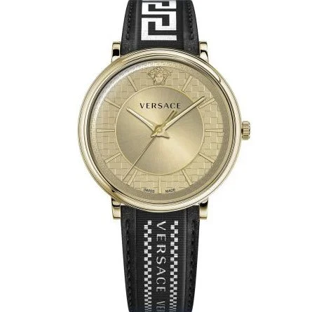Men's Swiss Smart Edition-Versace Men's Watch V-Circle Gold Black VE5A02121