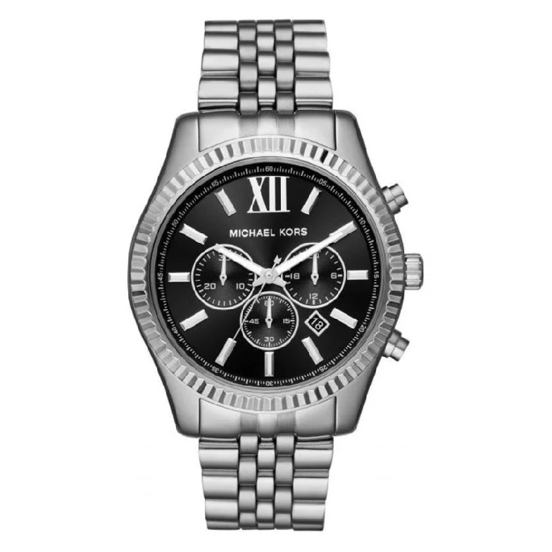 Unisex British Made Style Watches-Michael Kors Watch Bradshaw Chronograph 43mm Black Silver MK5705