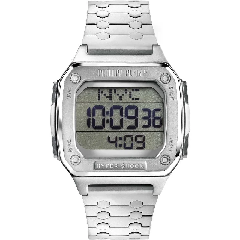 Men's Modern Style Digital Watches-Philipp Plein Watch Hyper Shock Silver PWHAA0521