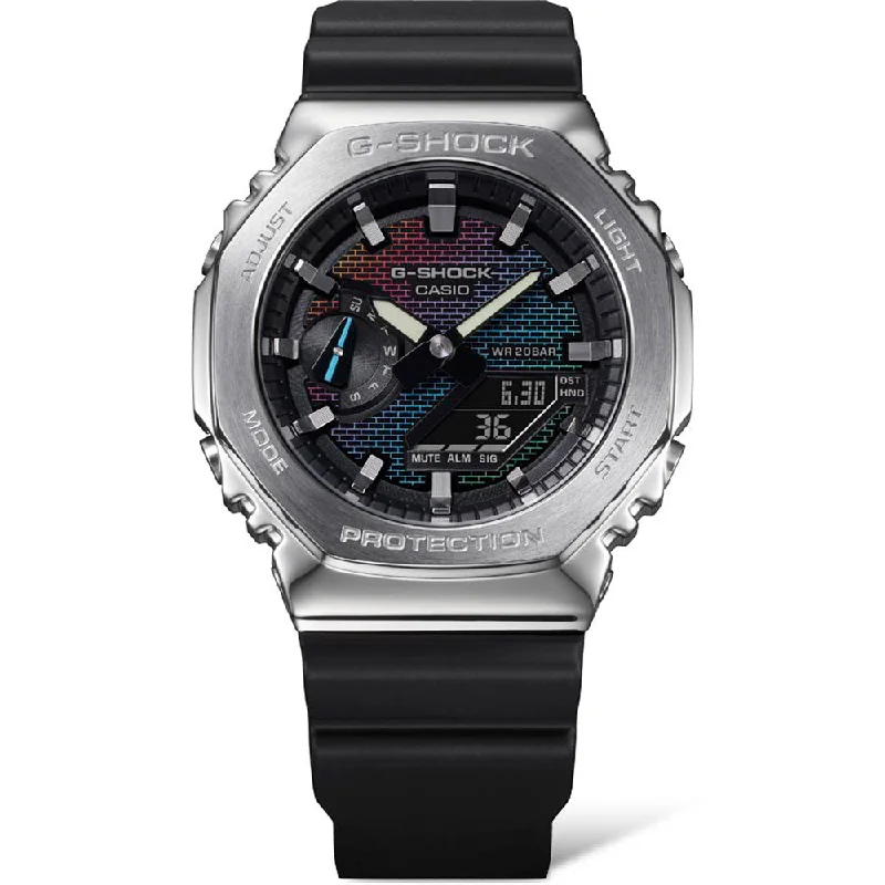 Mens Unique Shape Smart Watches-G-Shock GM2100RW-1A Rainbow Brick Wall