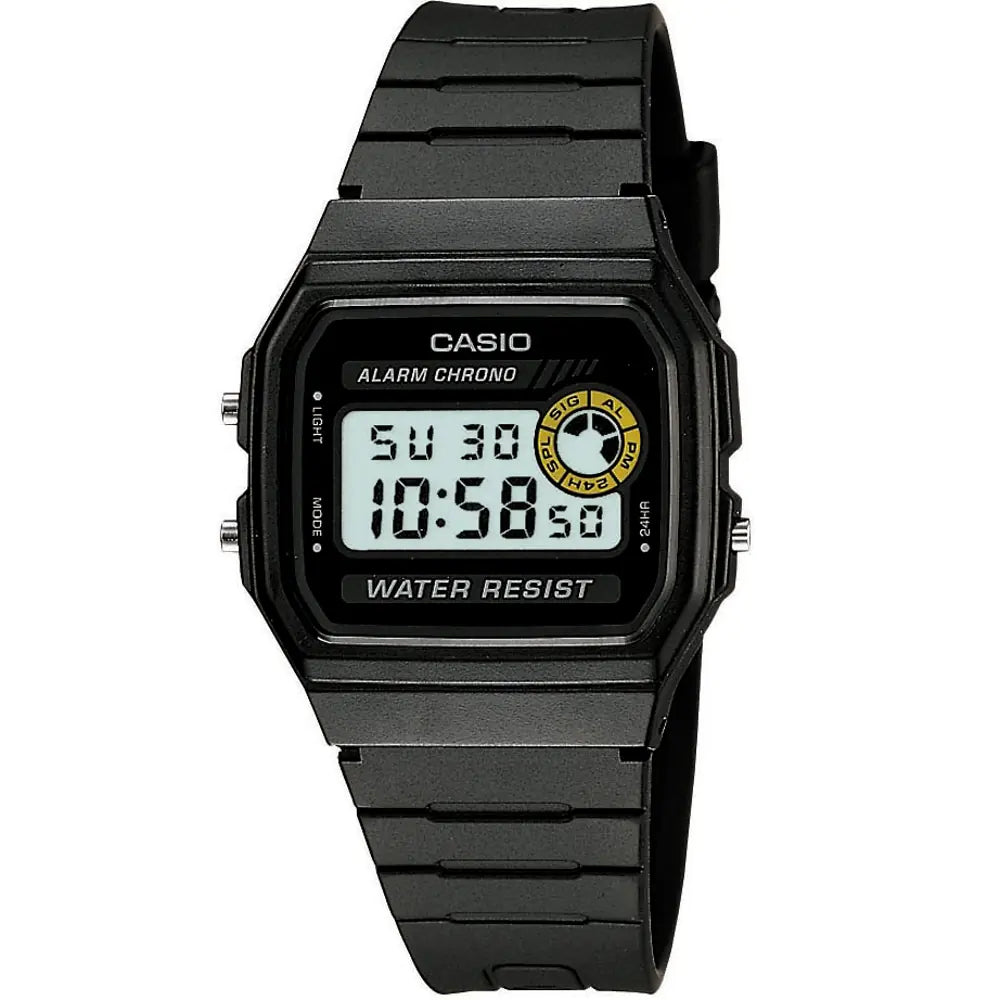 Unisex Solar Powered Watches-Casio F-94WA-8DG Unisex Black Digital Watch