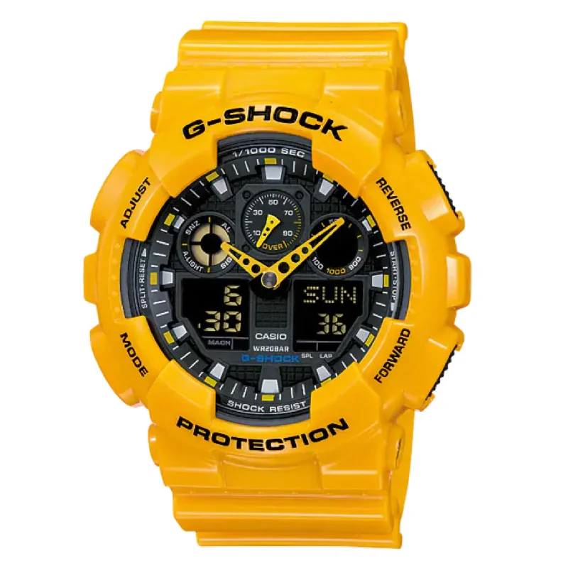 Men's Local Brand Digital Watches-Casio G-Shock Watch Men's Yellow GA-100A-9ADR