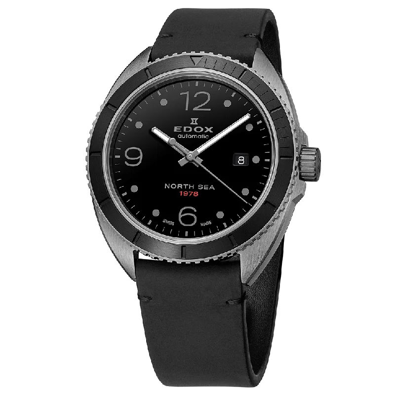 Men's Swiss Luxury Edition-Edox Watch North Sea 1978 Special Edition Black PVD 80118-357NG-N1