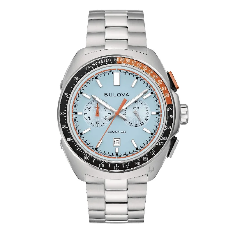 Men's Local Brand Sports Watches-Orologio Bulova Racer 98B432 crono quadrante azzurro