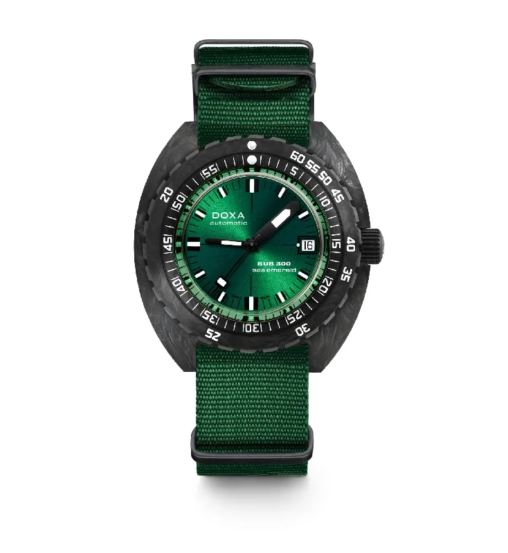 Men's Dive Watches with Comfortable Silicone Strap -Sea Emerald