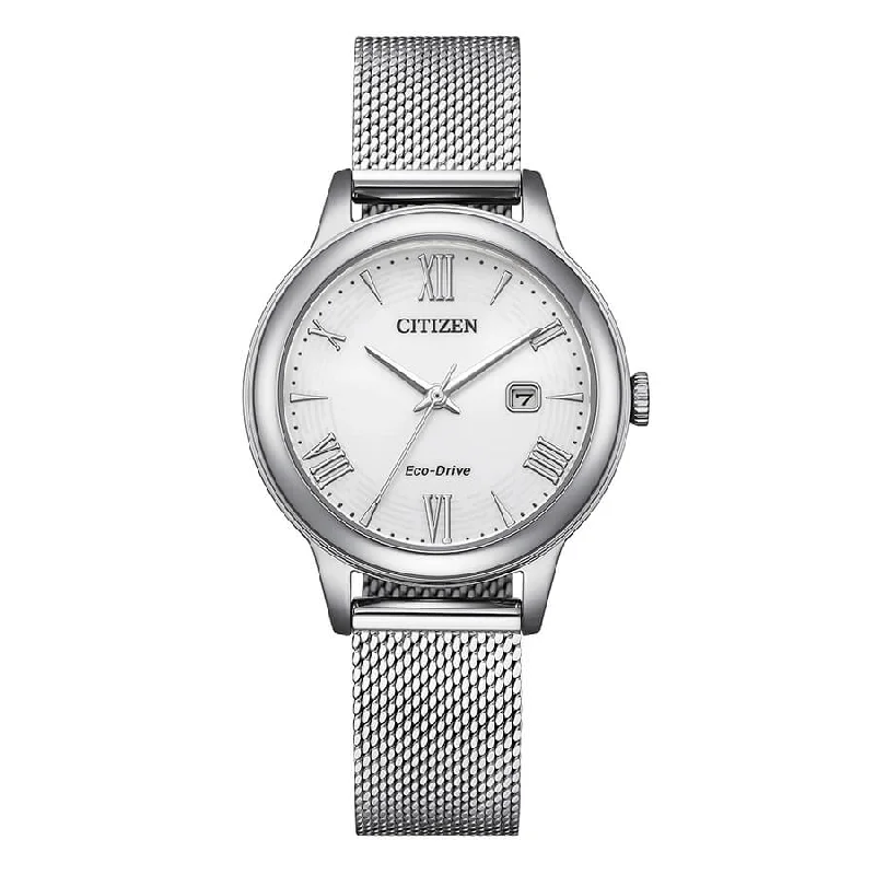 Women's Mechanical Watch Monogrammed-Orologio Citizen OF bianco in acciaio EW2621-75A