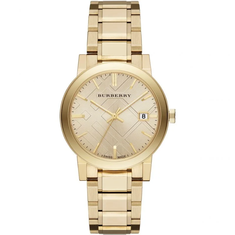 Unisex French Made Style Watches-Burberry BU9033 The City Yellow Gold 38mm Watch