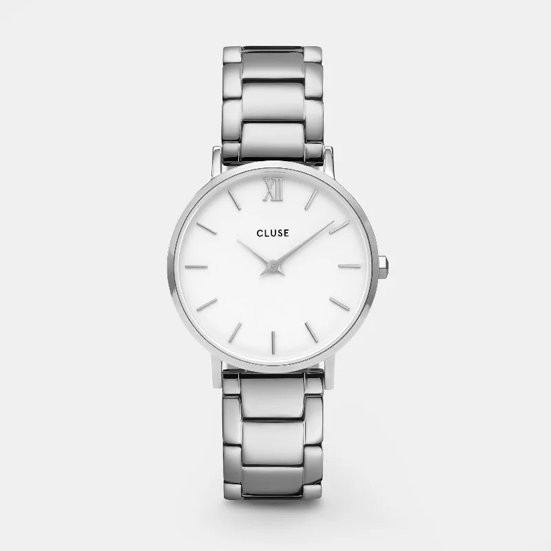 Women's Wedding Design Mechanical Watches-Minuit Watch Steel, White, Silver Colour