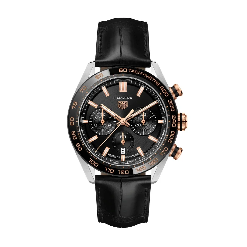 Men's Swiss Seasonal Edition-Tag Heuer Carrera Men's Black Chronograph Watch CBN2A5A.FC6481