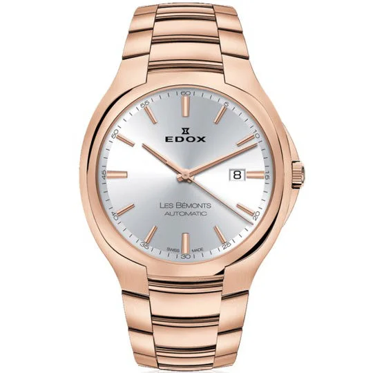 Men's Swiss Kinetic Edition-Edox Men's Automatic Watch Les Bèmonts Ultra Slim Silver Rose Gold 42mm 80114 37R AIR
