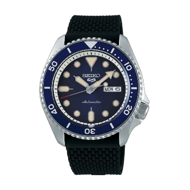 Men's Occasional Style Men's Sports Watches-Orologio Seiko 5 Sports SRPD71K2 quadrante blu cinturino gomma