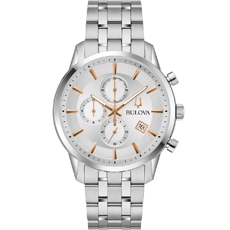 Men's Anniversary Style Digital Watches-Bulova Classic 96B411 Chronograph